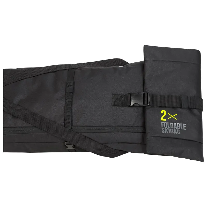 Sac à skis Head Double noir avec bandoulière et impression jaune "2x Foldable Skibag".