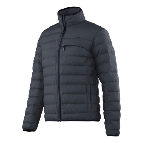 Gray, quilted Light Insulation Jacket for men, front view.