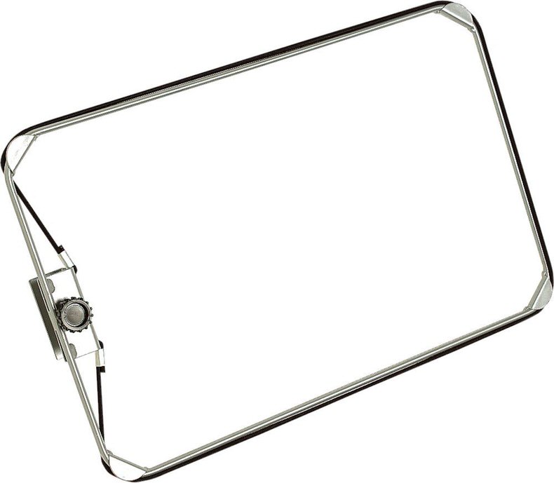 Rectangular, silver SWIX bin liner holder with fixing clip. Helps to keep the working environment clean.