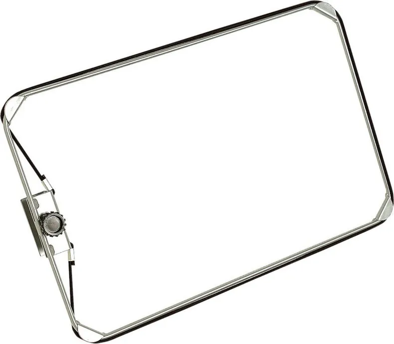 Rectangular, silver SWIX bin liner holder with fixing clip. Helps to keep the working environment clean.