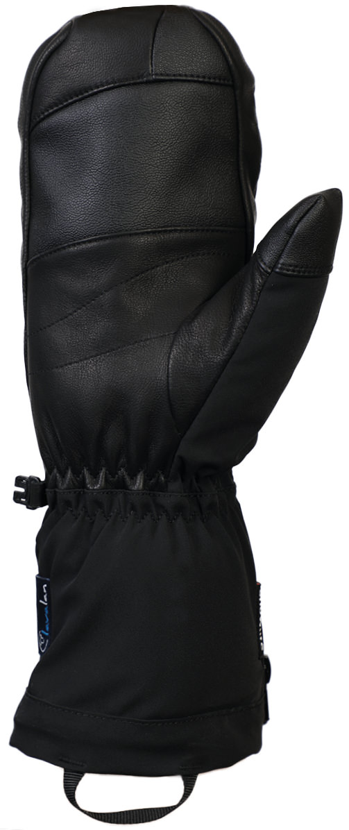 Schwarzer Heat DT Handschuh Nahaufnahme eines schwarzen Heat DT Mitten Lady Handschuhs, seitliche Ansicht.