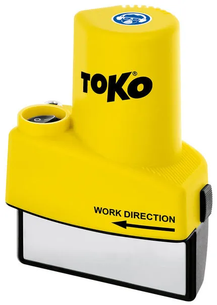Yellow Toko Edge Tuner World Cup: Edge tuning tool with arrow for working direction and Toko logo.