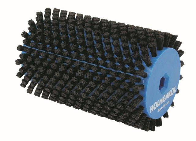 Eine rotierende Speed Brush mit Rosshaar Borsten und blauen Seitenteilen für die Skipräparation.