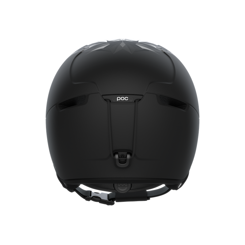 Casco da sci Obex Pure nero Casco da sci nero Obex Pure Odermatt Edition da dietro, con aperture di ventilazione e cinturino sottogola.