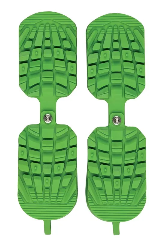 Green Sidas Ski Boot Traction: Two soles with profile and screw for size adjustment. Helps when walking with ski boots.