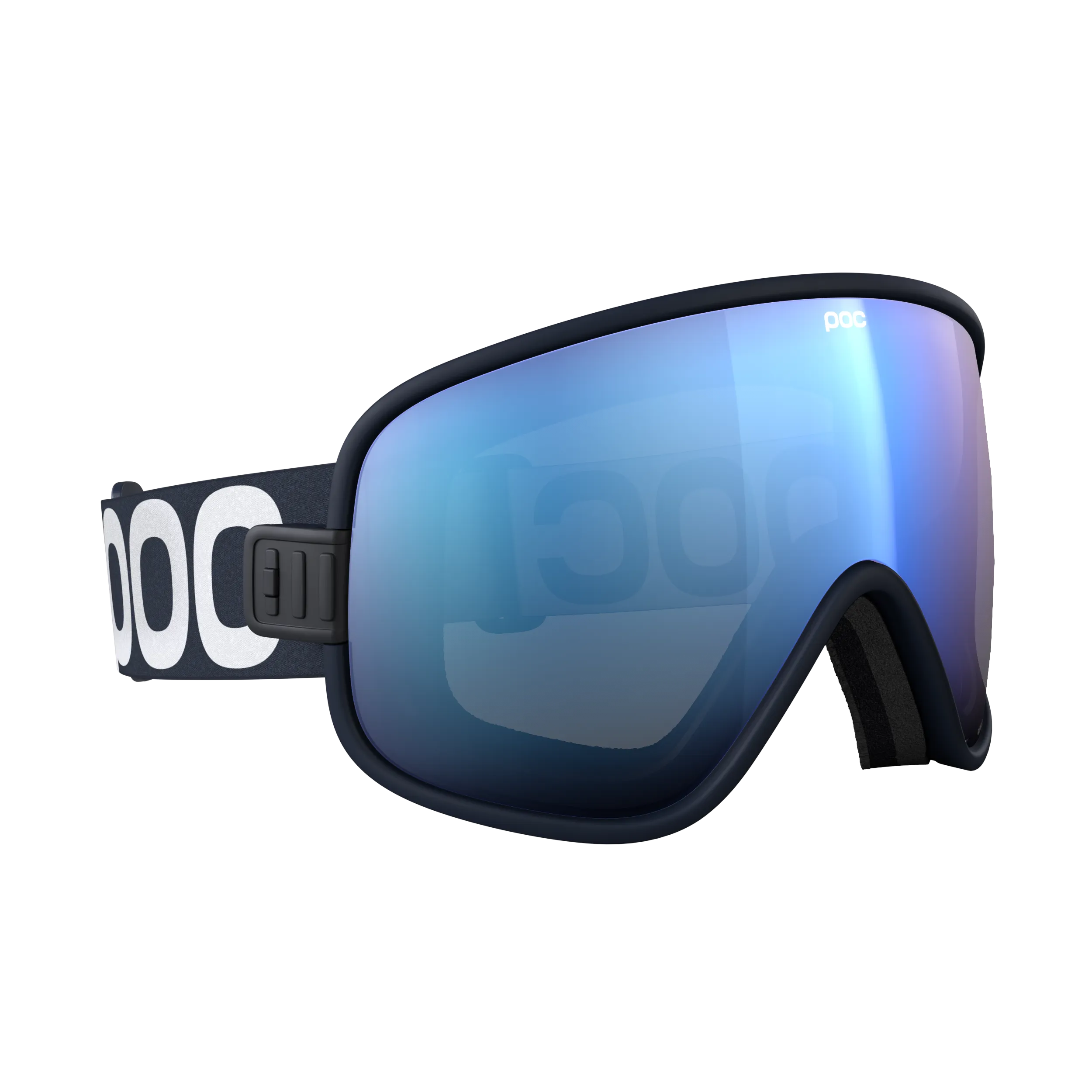 Lunettes de ski Vitrea Apatite Navy avec lentille Partly Sunny Blue de POC, vue latérale.
