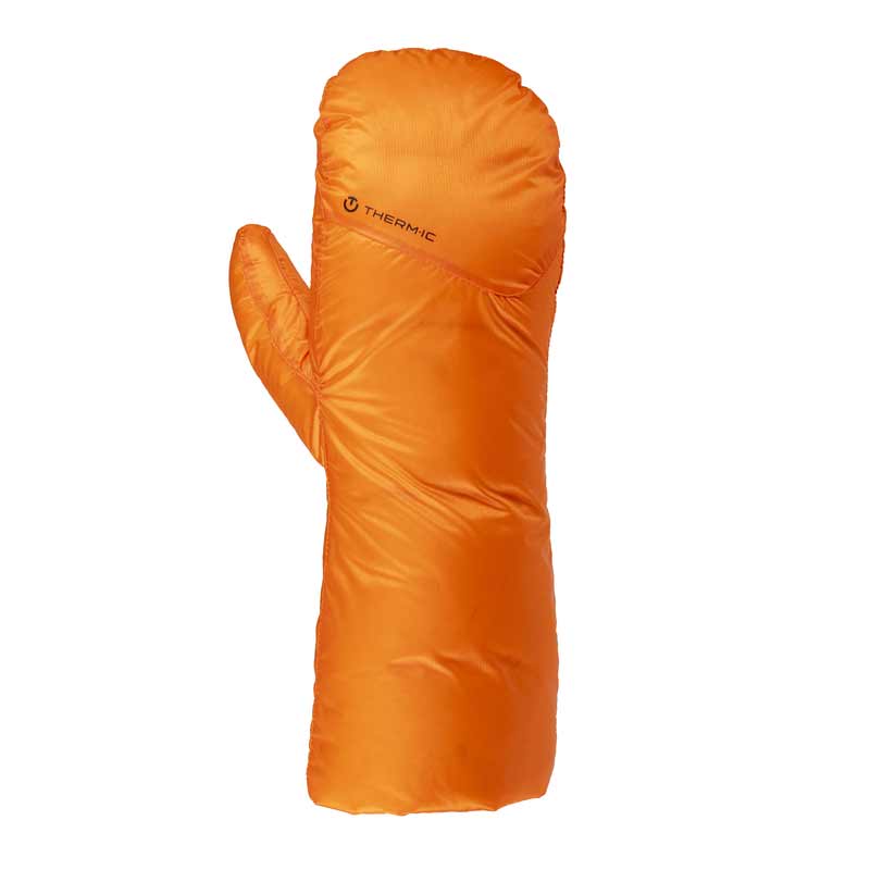 Orangefarbener Therm-ic Mountain Ultra Warm Fäustling mit langem Schaft.