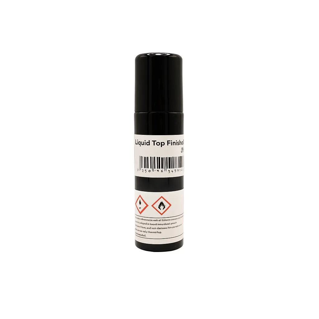 Une bouteille noire Toko Jet Liquid, un produit racing, avec une étiquette sur fond blanc.