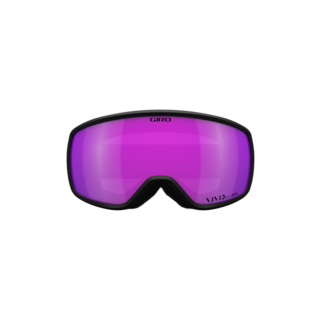 Schwarze Giro Balance II Skibrille mit pinkfarbener VIVID Zeiss Scheibe, Frontansicht.