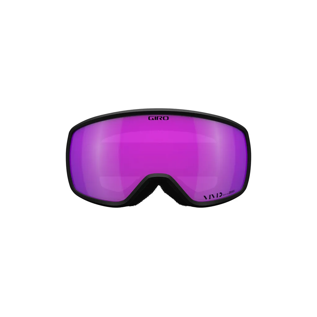 Schwarze Giro Balance II Skibrille mit pinkfarbener VIVID Zeiss Scheibe, Frontansicht.