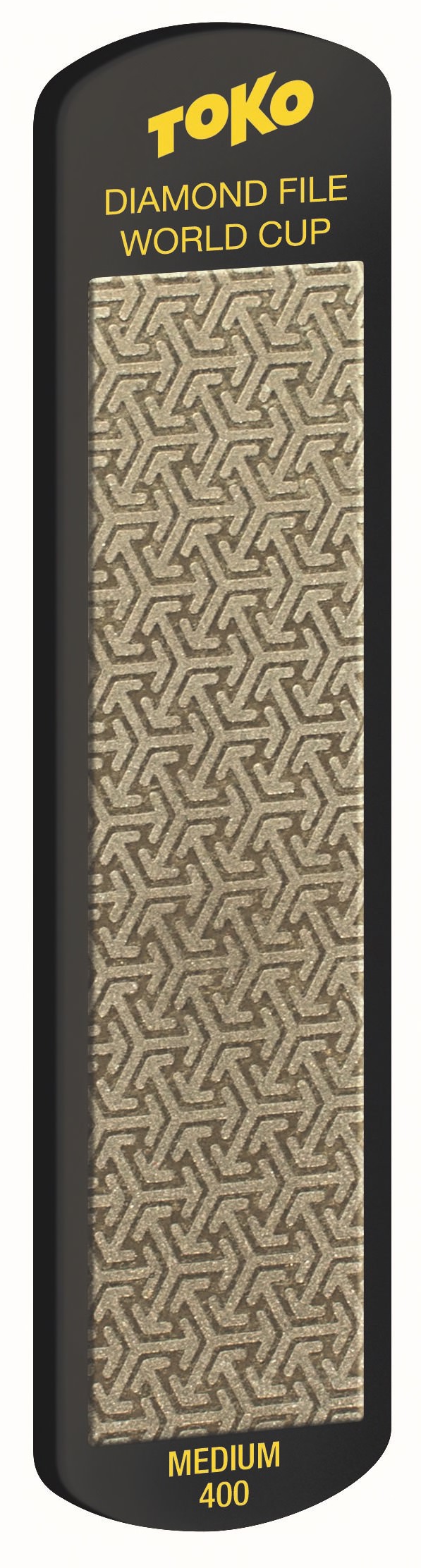 Lima diamantata nera M 400 Lima diamantata nera WC M 400 di Toko con motivo, etichettata "Diamond File World Cup" e "Medium 400".