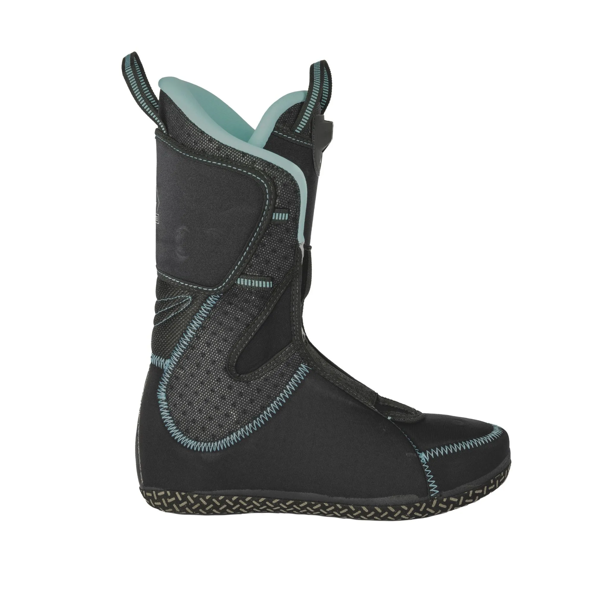 Detailaufnahme des Innenschuhs vom SCOTT Celeste Tour Skitourenschuhs, mit mintfarbener Polsterung.