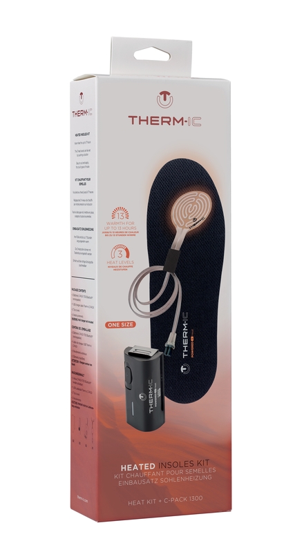 Verpackung des Therm-ic Heat Kits mit beheizbarer Einlegesohle und Akku.