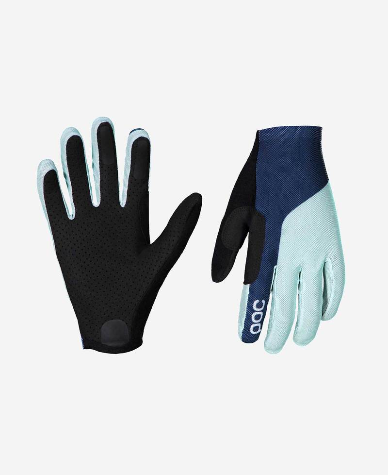 Zwei Essential Mesh Handschuhe in Navy/Hellblau, einer mit offener Handfläche, der andere mit Handrücken sichtbar.