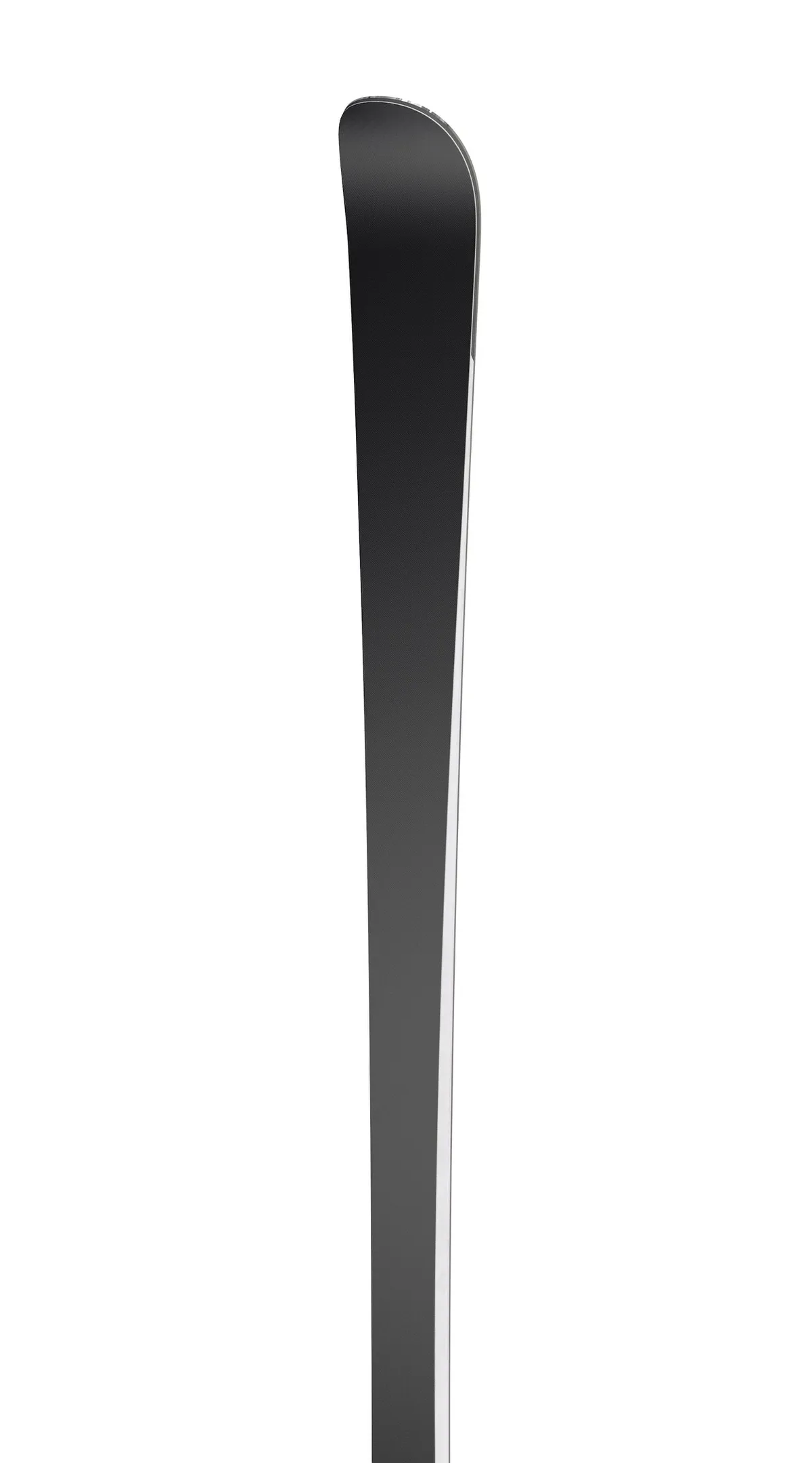 Close-up of the ski Ramser White, front view of the ski tip.