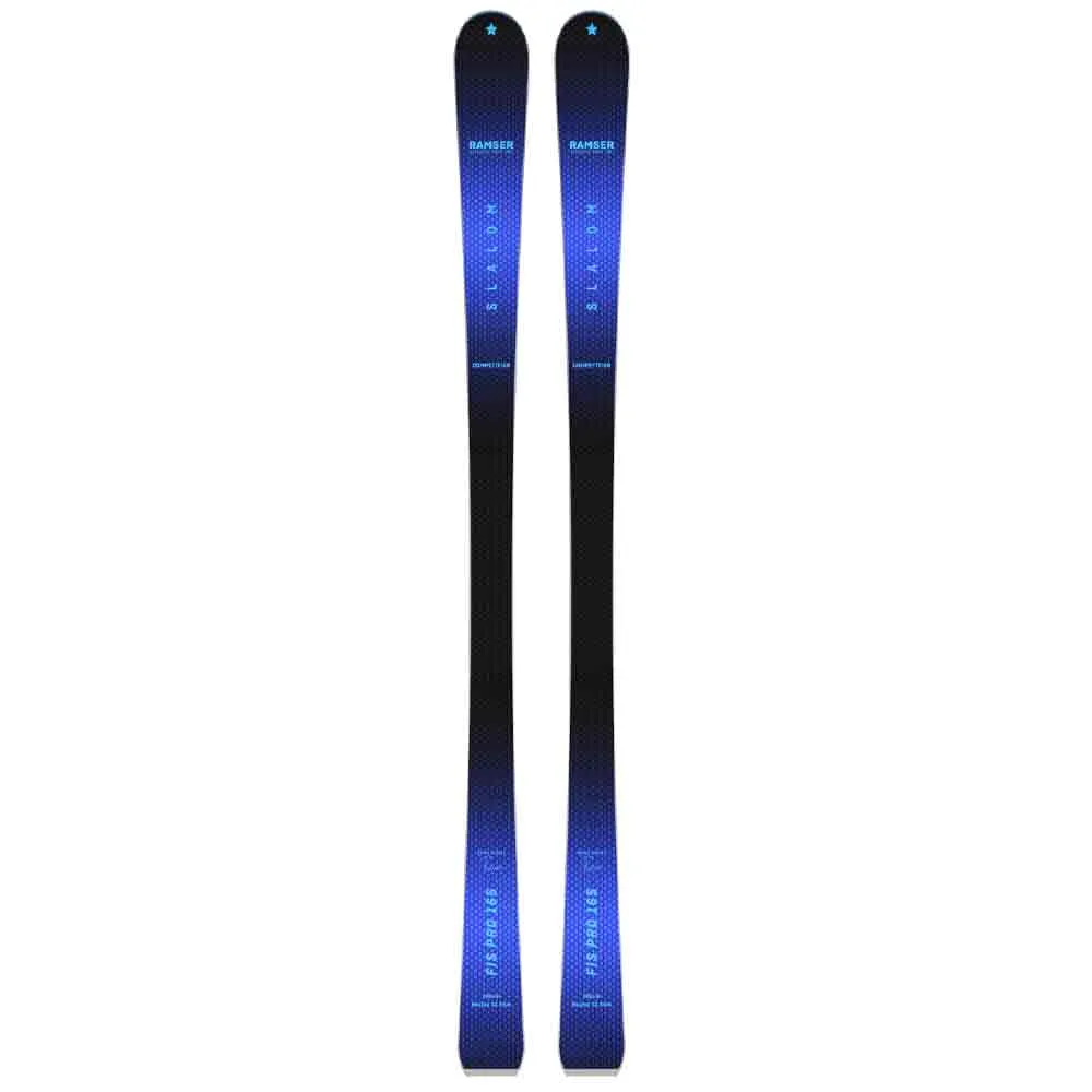 Zwei Ramser FIS SL Competition Ski mit blau-schwarzem Farbverlauf von oben nach unten.