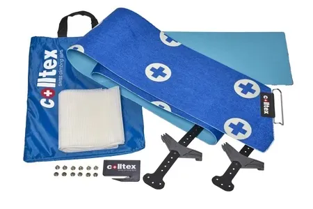 Colltex PALÜ Splitboard Set: blaues Fell mit Kreuzmuster, Tasche, Zubehör für Splitboard bis 170 cm Länge.