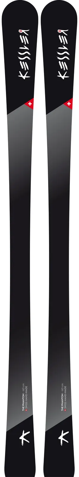 Deux Kessler The Phantom Ski avec croix suisse et inscription, noir/gris.