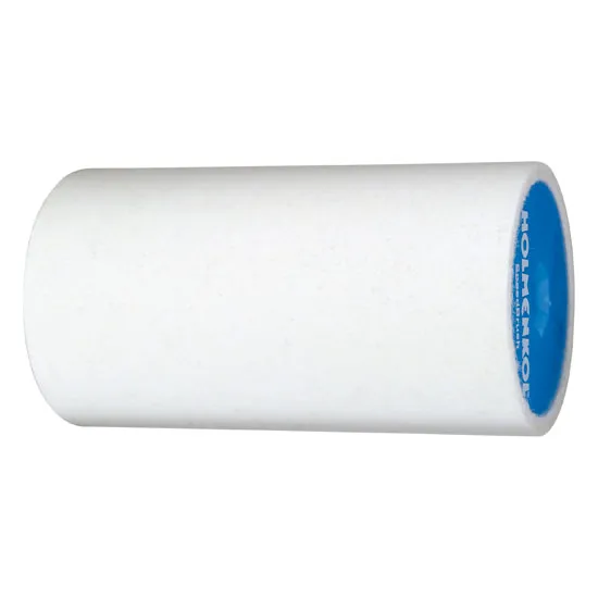 Weiße Speed Brush Fleece Rolle für Finishprodukte, seitliche Ansicht.