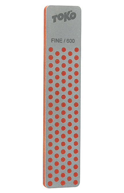 Rechteckige, graue Diamantfeile mit roten Punkten und der Aufschrift "Fine/600" sowie Herstellerlogo.