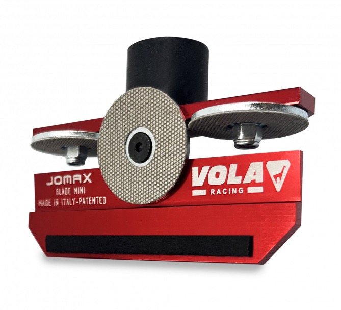 Mini Blade 600 Affûteur d'arêtes : outil rouge avec disque abrasif et poignée noire, pour le travail des arêtes.