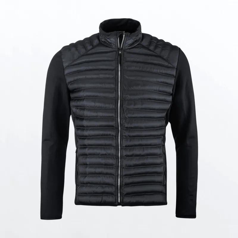 Schwarze Dolomiti Jacket Men mit Stehkragen und durchgehendem Reißverschluss. Gesteppte Front, Ärmel aus glattem, dehnbarem Stoff.
