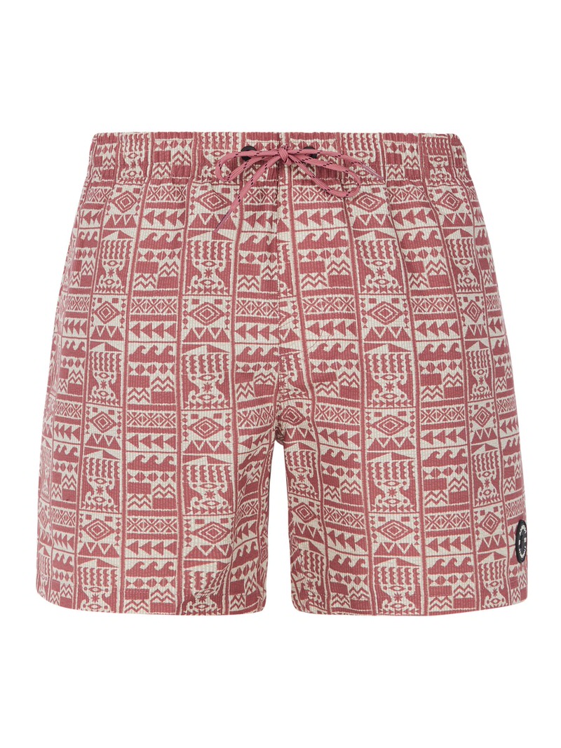 Deco Pink Badeshorts mit ethnisch inspiriertem Muster und Kordelzug.