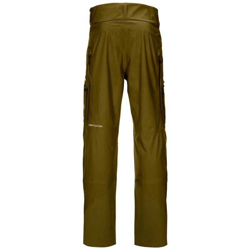 Helle, moosgrüne Ortovox 3L Deep Shell Hose für Herren, Frontansicht.
