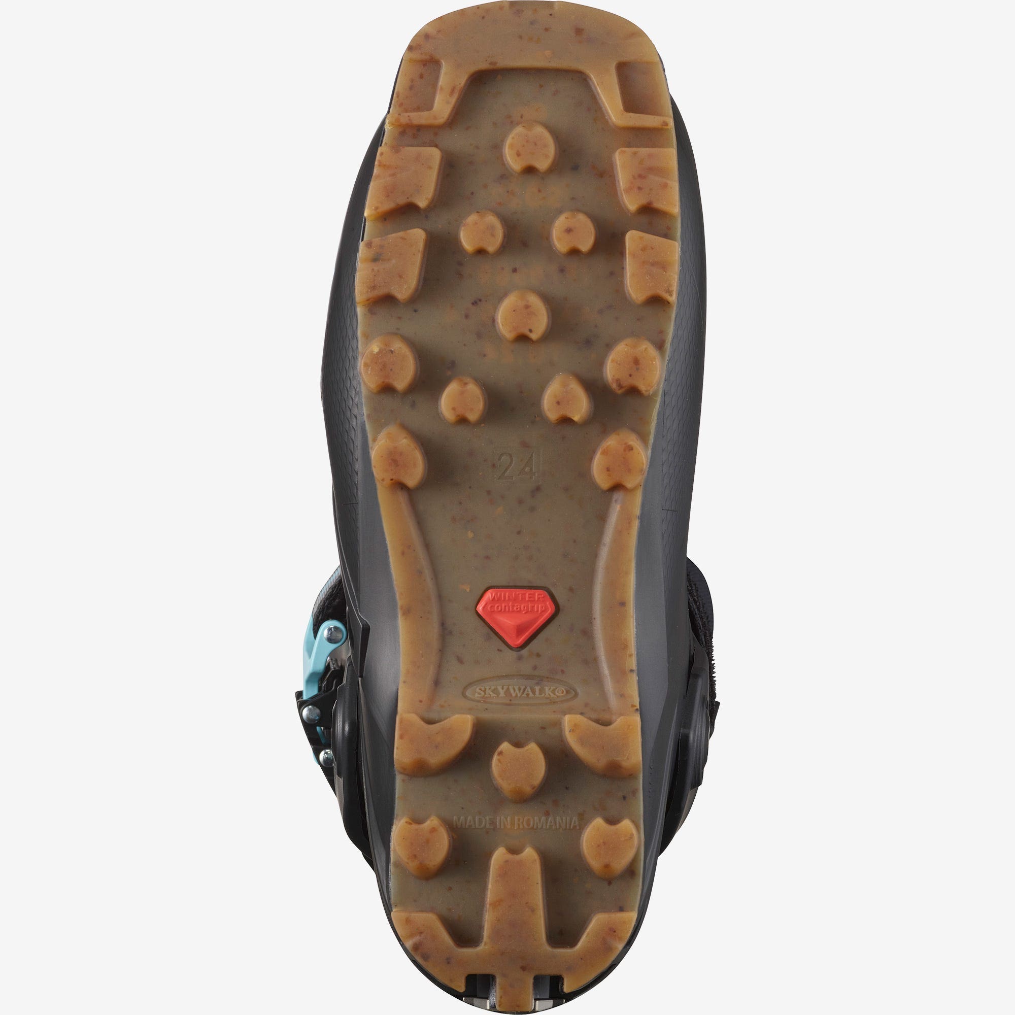 Ansicht der Sohle vom Salomon MTN Summit Pure W Tourenschuh mit griffigem Profil und Winter Contagrip Technologie.