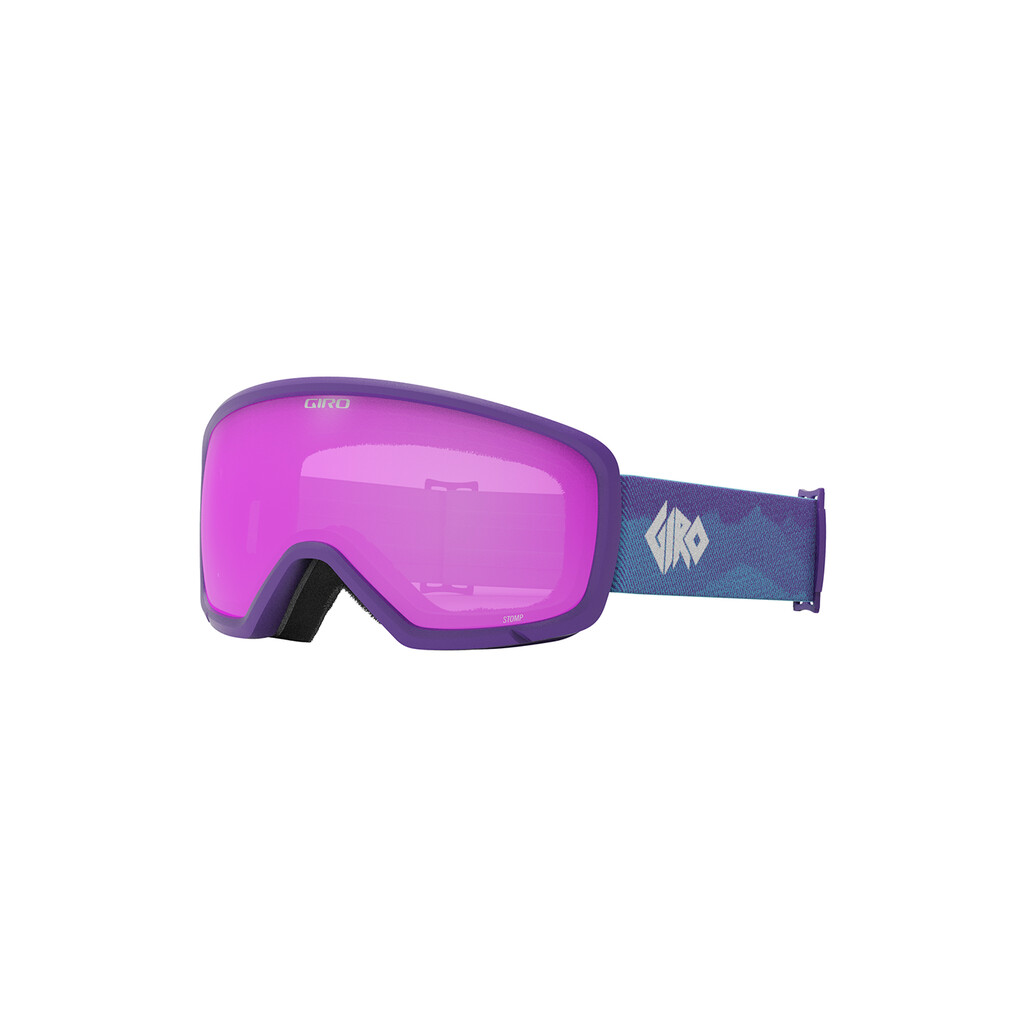 Lila Giro Stomp Goggle Lila Giro Stomp Flash Goggle mit lila Glas und blauem Band mit Logo.