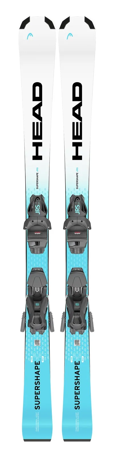 Sci Head Supershape JRS bianco-blu con attacco JRS 7.5 GW CA montato, vista frontale.