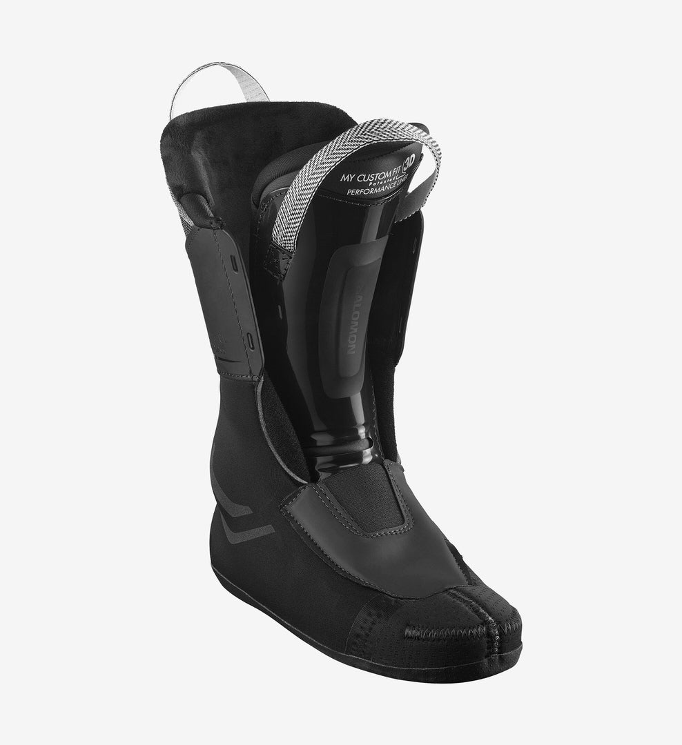 Innenleben des Salomon S/PRO ALPHA 90 W Skischuhs mit Innenschuh und anpassbarer Schale, Fokus auf Komfort.