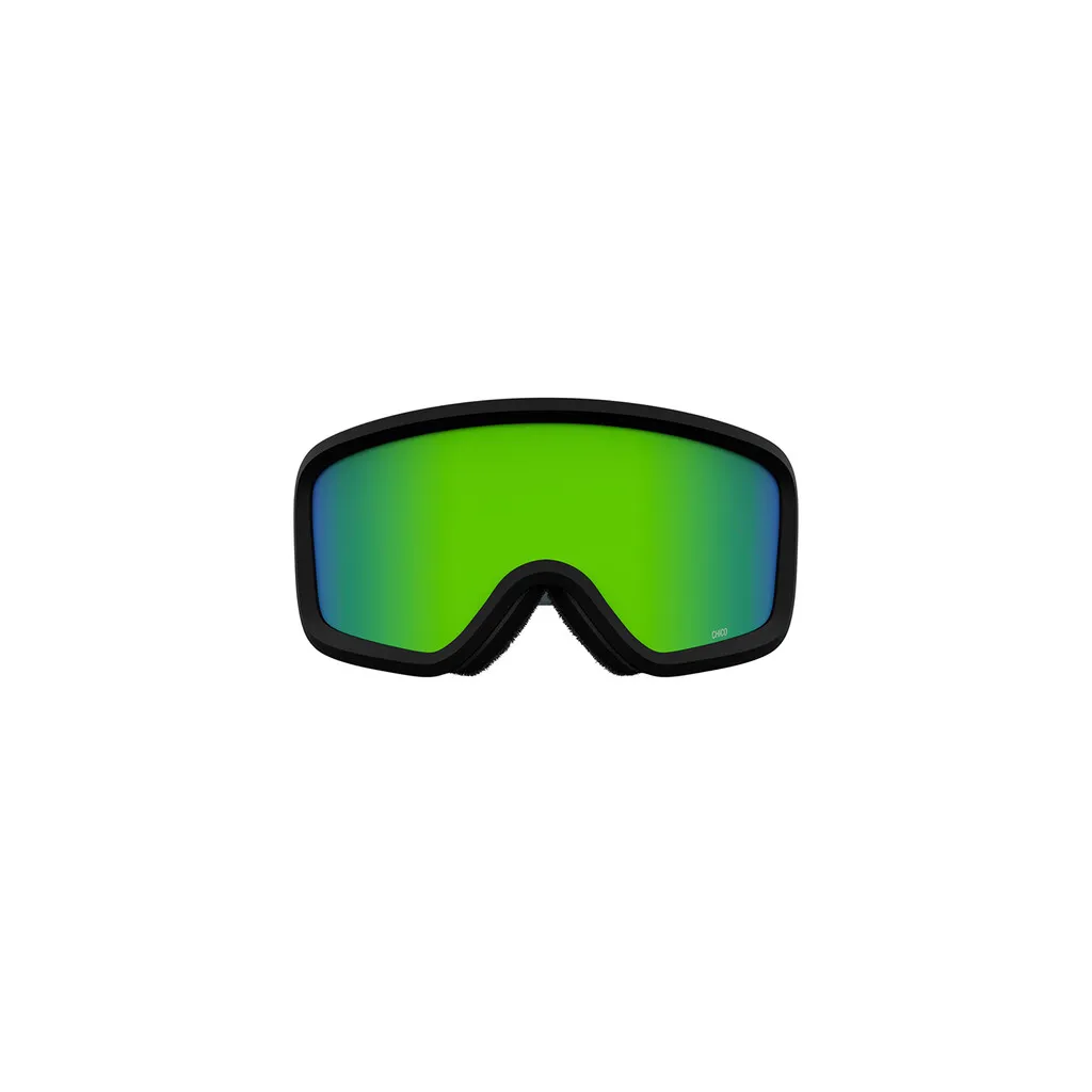 Detailansicht der Giro Chico 2.0 Skibrille in Jade Green mit grün verspiegelter Linse und schwarzem Rahmen.