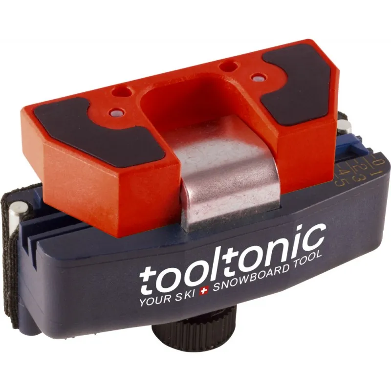 Tooltonic ROTO FINISH RF200 Affûteuse de carres, rouge et noir, avec logo pour carres de ski et de snowboard.