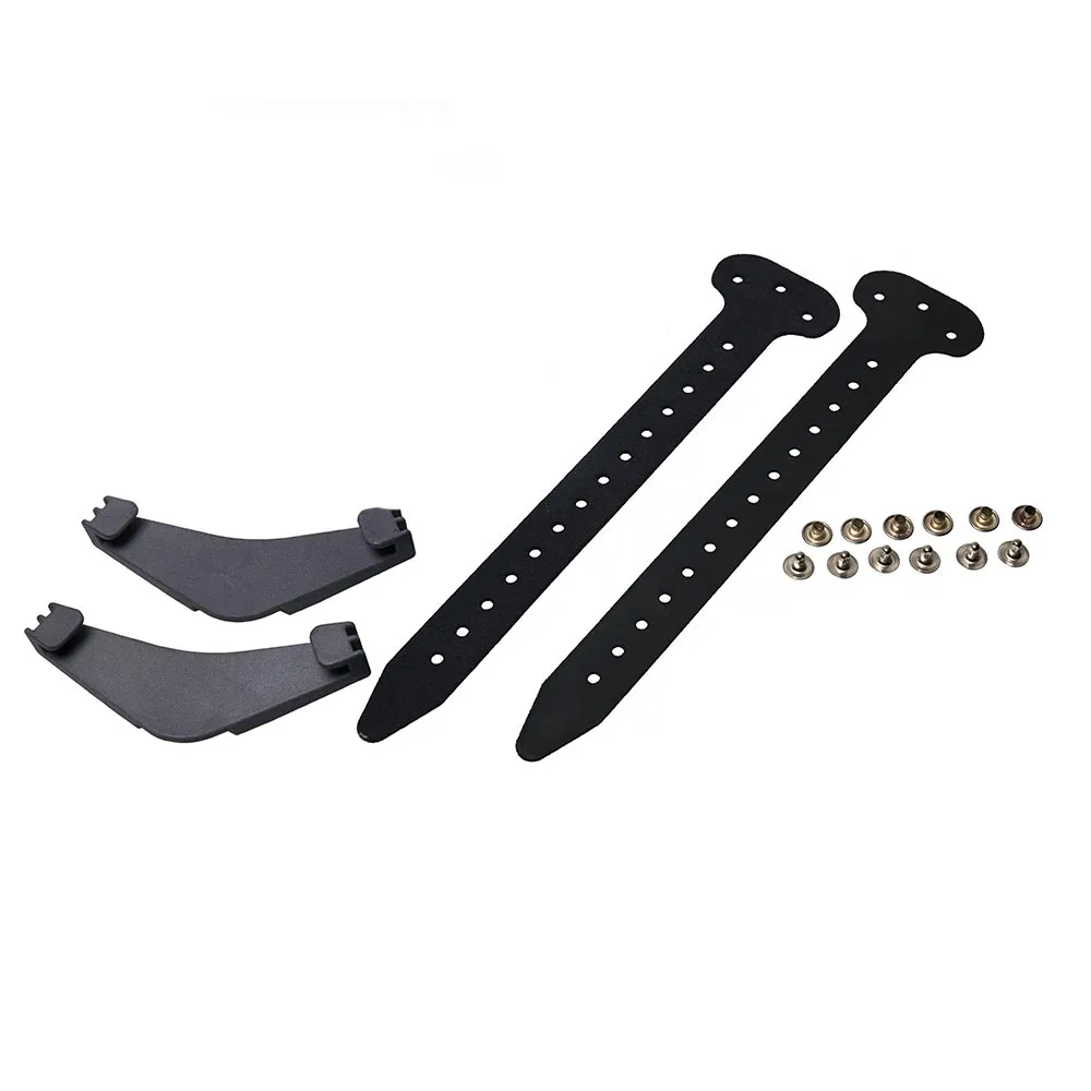 Colltex Splitboard Tail Fluke Kit: Zwei Endhaken, gelochte Bänder und Nieten für die Endbefestigung am Splitboard.