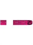 Magenta farbiger 10mm NTN Freeride Spacer und eine kleine, quadratische Platte auf weißem Hintergrund.