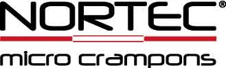Logo of Nortec: lettering in black over a red bar, below in smaller letters "micro crampons".