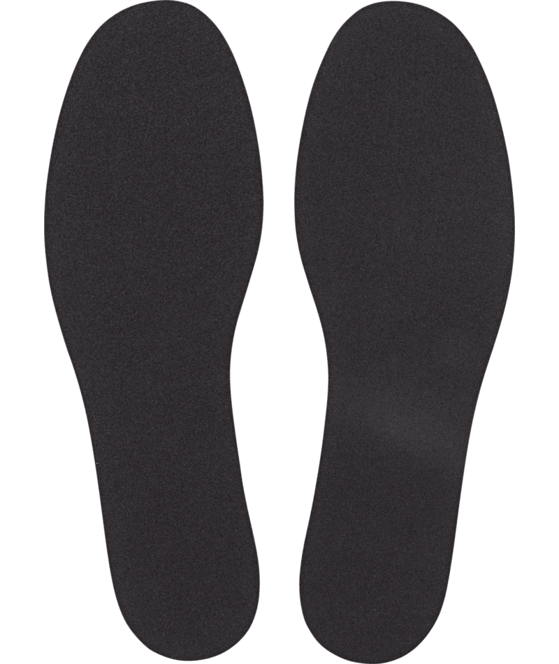 Schwarze Volumen Reduzierer Sohlen, Paar für linken und rechten Fuß, flach. Geeignet für Outdoor Schuhe.