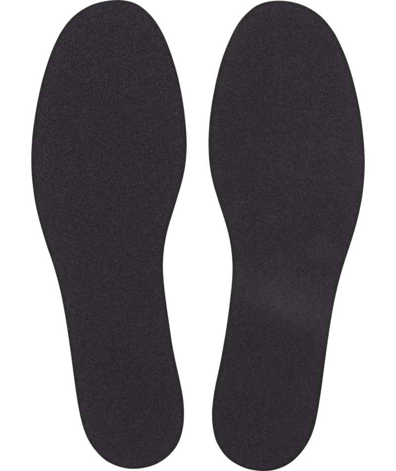 Schwarze Volumen Reduzierer Sohlen, Paar für linken und rechten Fuß, flach. Geeignet für Outdoor Schuhe.