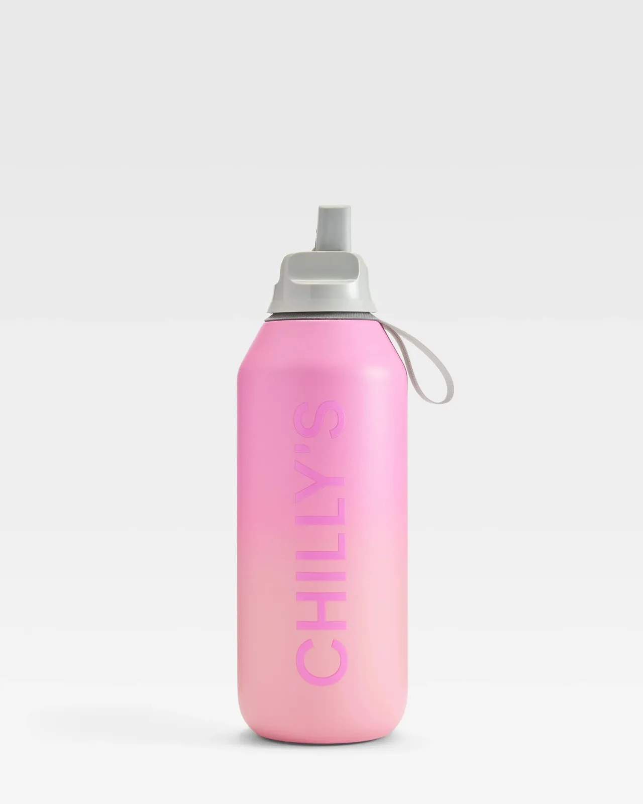 Pink Chilly's Series 2 Flip Bottle 500ml with flip lid and Ombre Sundown color gradient.