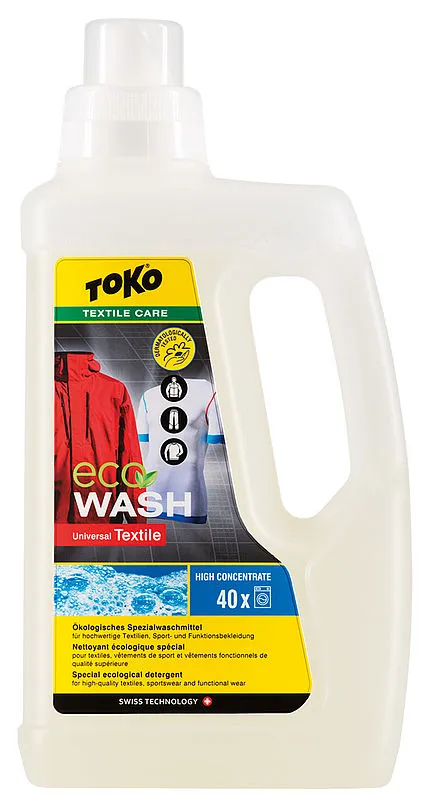 White bottle Toko Eco Textile Wash Universal with yellow label and red jacket.
