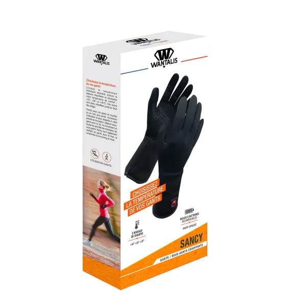 Packaging of the Wantalis heated undergloves Sancy with two gloves on the front.
