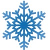 Blaue Schneeflocke Blaue Schneeflocke mit sechs Zacken und einem filigranen, sternförmigen Muster im Inneren.