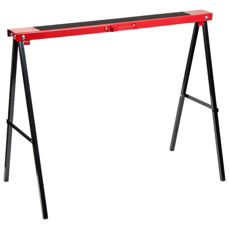 Red and black Vola Racing Transport/waxing table with carrying handle, standing on a white background.