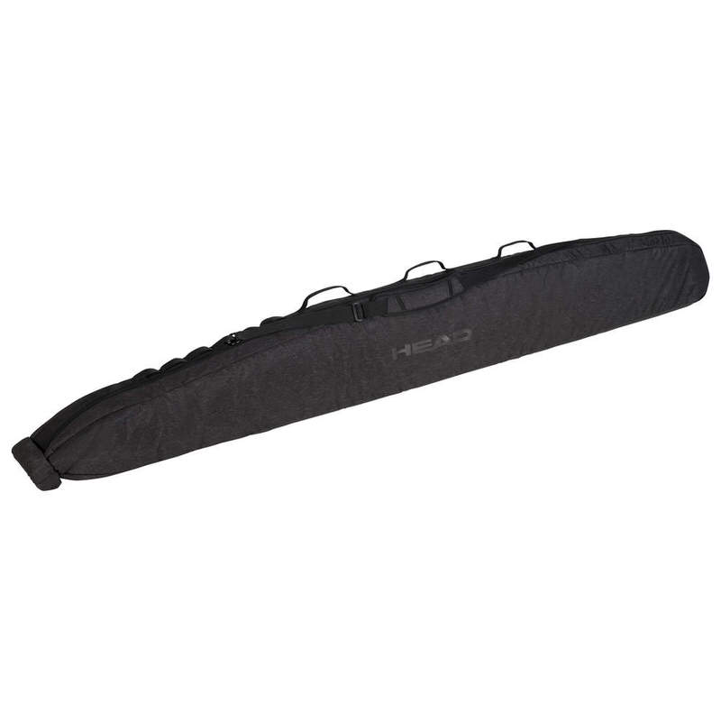 Black Head Kore single ski bag with carrying handles and diagonal shoulder strap.