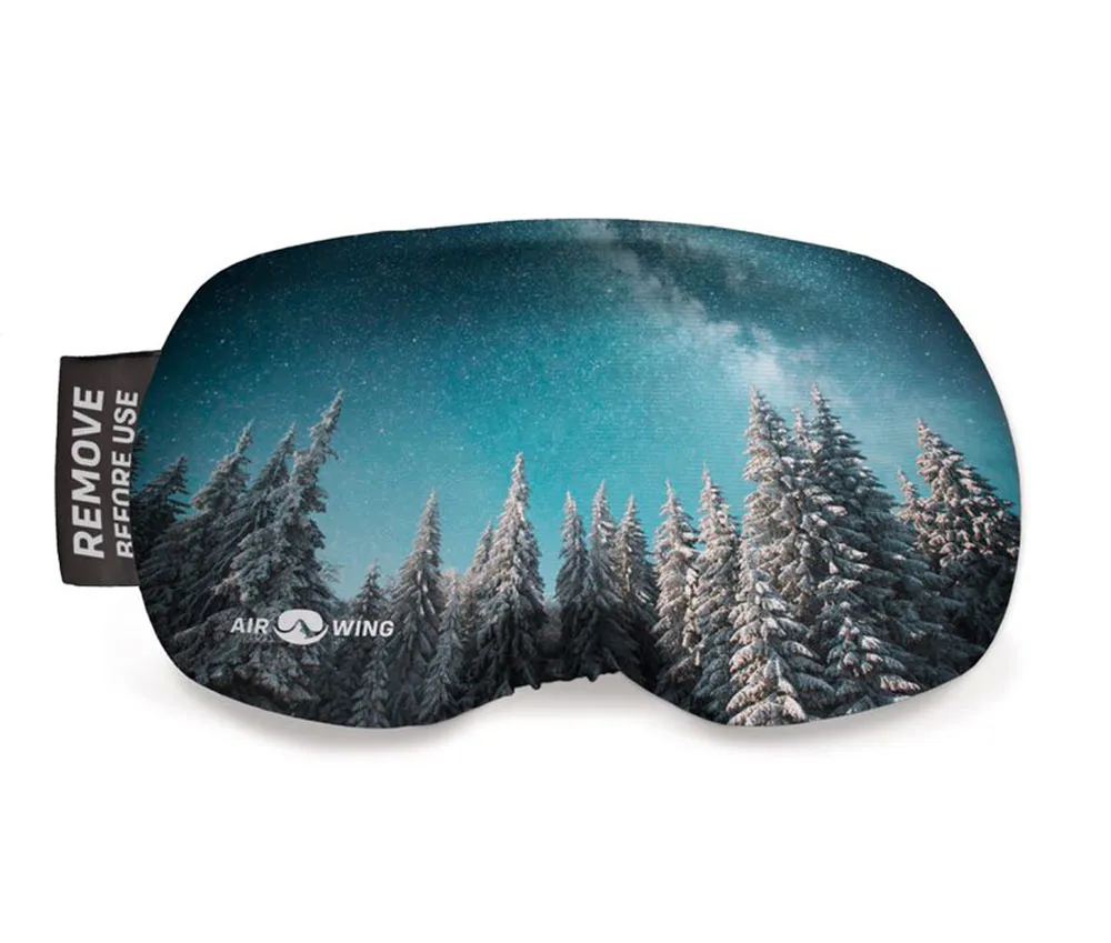 Airwing Forest ski goggle protector with snow-covered trees and starry sky motif.