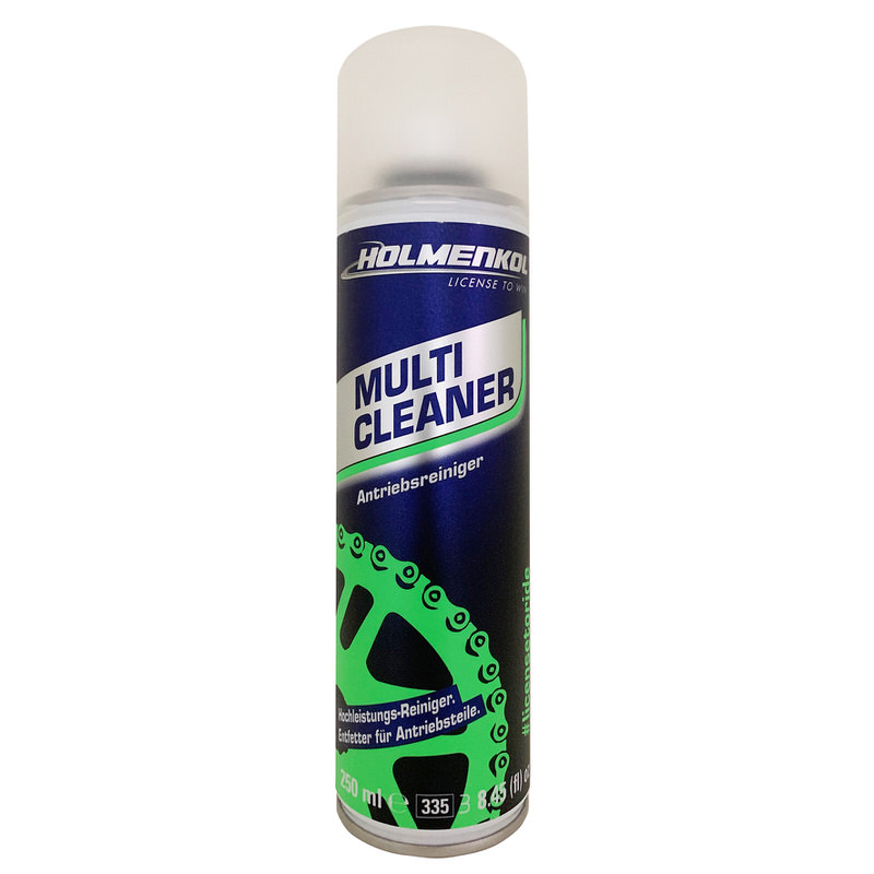 Eine Dose Multi Cleaner Antriebsreiniger von Holmenkol mit grünem Kettenblatt-Symbol.