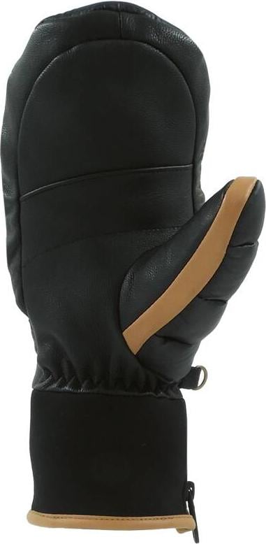 Schwarze Lederfäustlinge Schwarzer Snowlife Sir Victor Mitten Fäustling aus Leder mit braunen Akzenten und Neoprenbündchen.