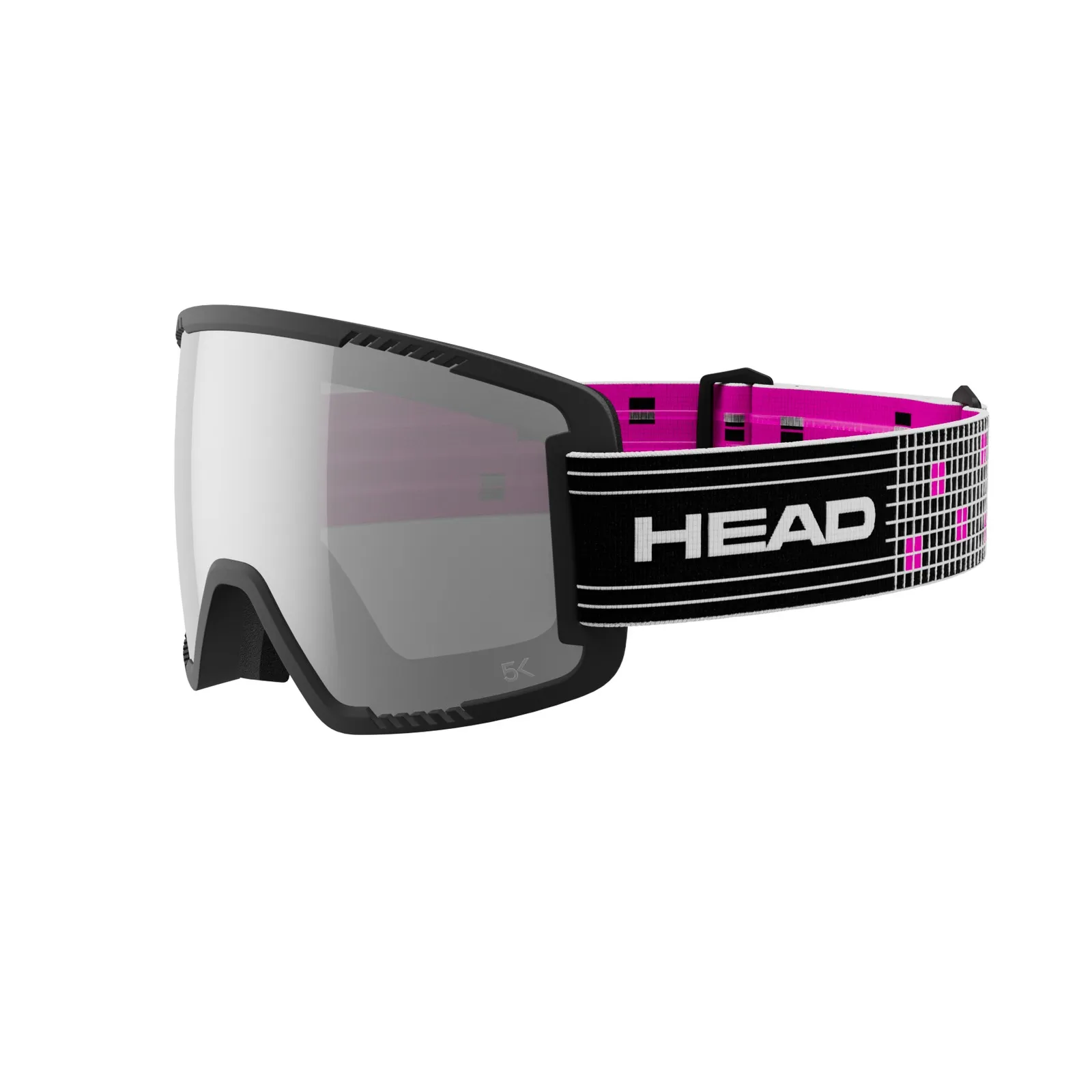 Red Head CONTEX PRO 5K RACE VIS ski goggles with gray tinted lens and pink and black strap.