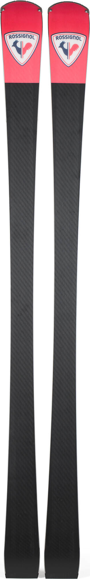 Skier Rossignol Hero Elite ST TI Konect mit roter Spitze und schwarzem Muster.